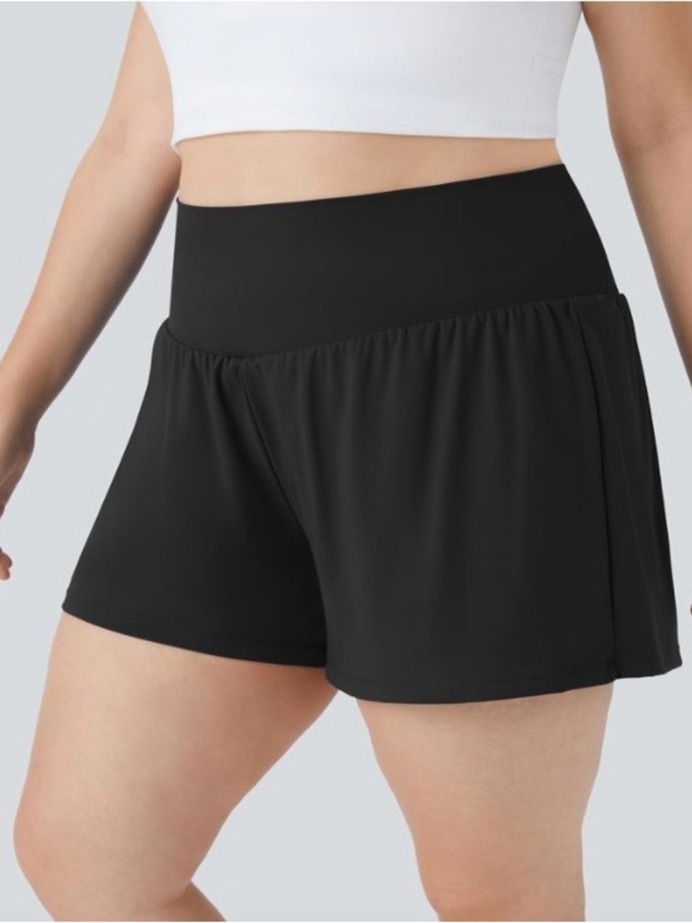 HALARA Black High-Rise 2-in-1 Athletic Shorts-longer 4” inseam